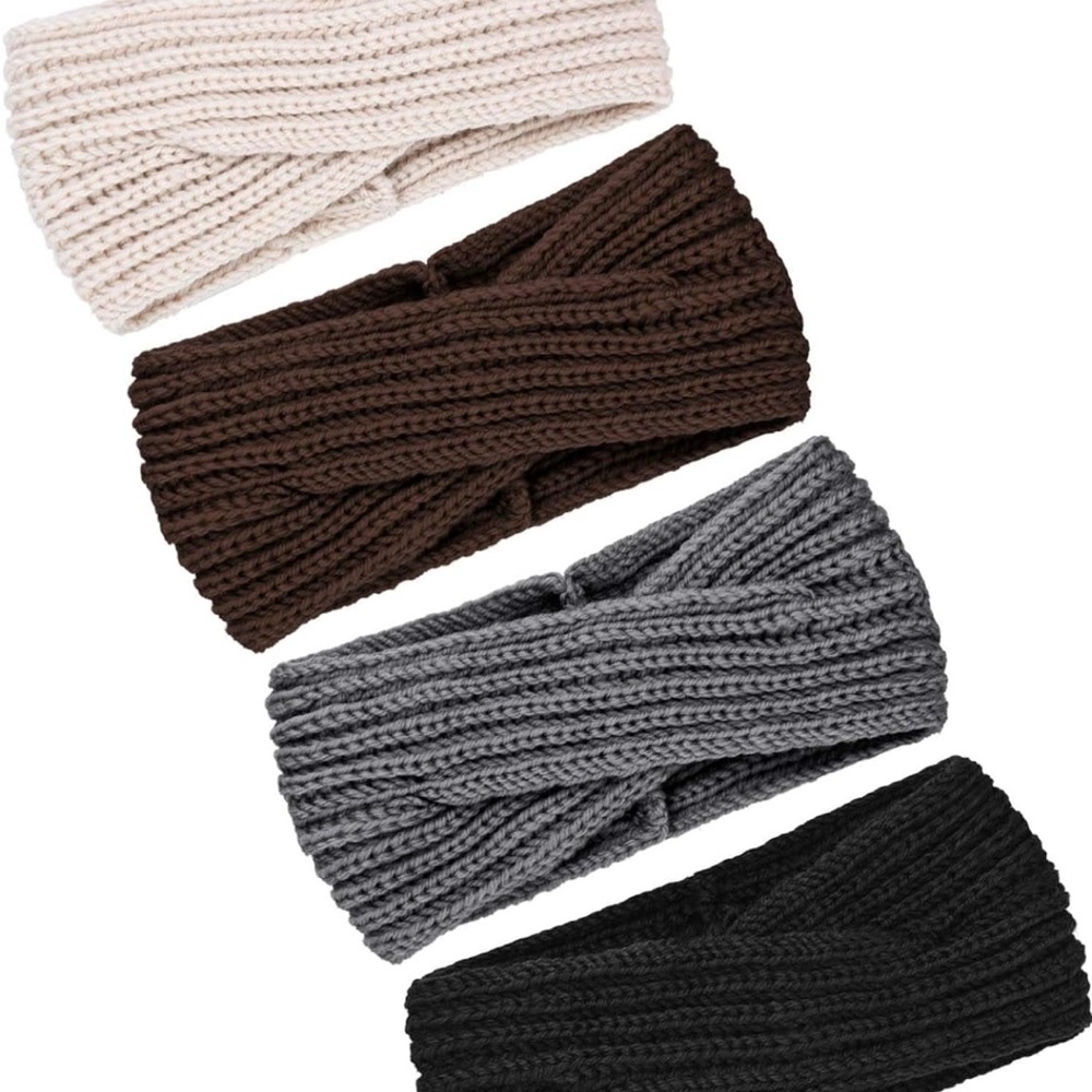 four pack of neutral colored headbands